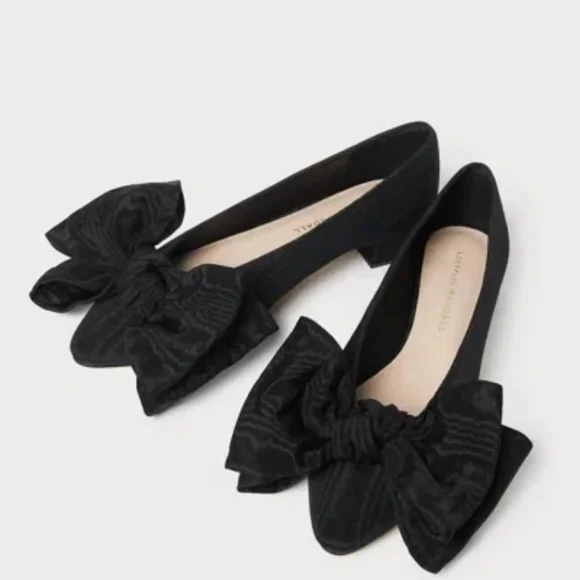 Loeffler Randall Noa Bow Flats Black Size 8 Balletcore Cottagecore Whimsigoth - Picture 12 of 16